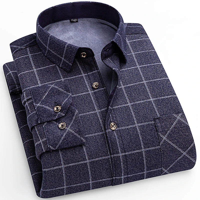 Spiritual Abacus™ Men’s Winter Flannel Shirt – Thickened Plaid Fleece Long Sleeve Casual Shirt