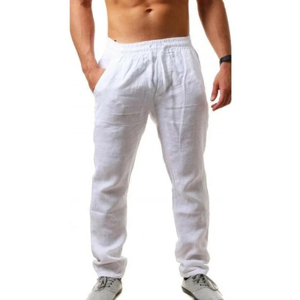 🍁 Spiritual Abacus – Men’s Cotton Linen Pants - Breathable • Solid Color • Autumn Streetwear Trousers for Fitness, Lounge & Everyday Style