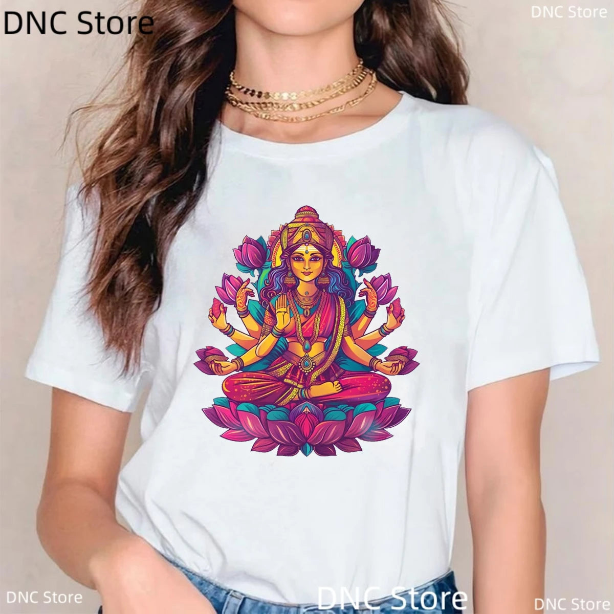 🌸 Spiritual Abacus Modra Lotus Buddha T-Shirt – Women's Yoga & Meditation Tee with Namaste Print
