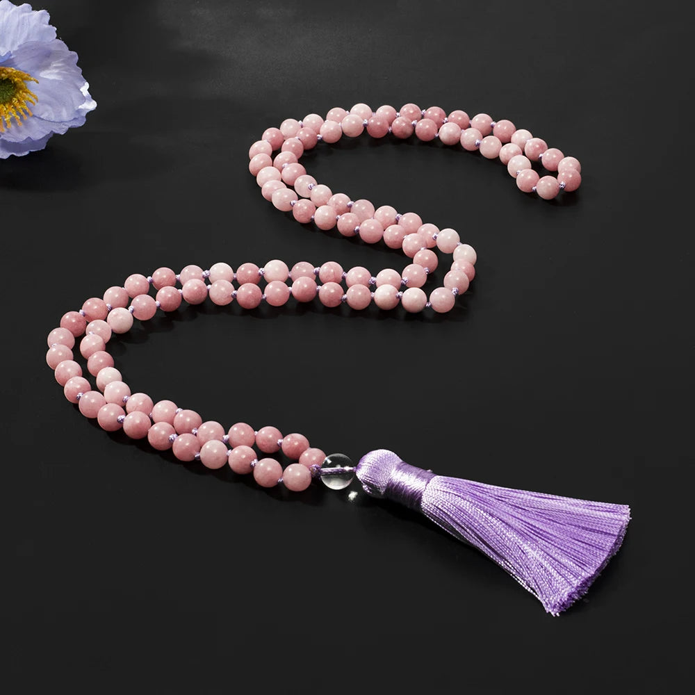 💜 Spiritual Abacus Kunzite 108-Bead Mala Necklace