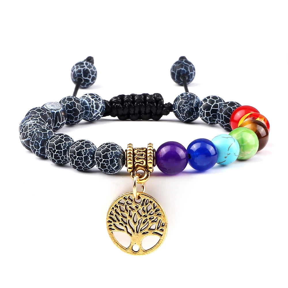 🌈 Spiritual Abacus 7 Chakra Tree of Life Bracelet Natural Stone Reiki Energy Beads