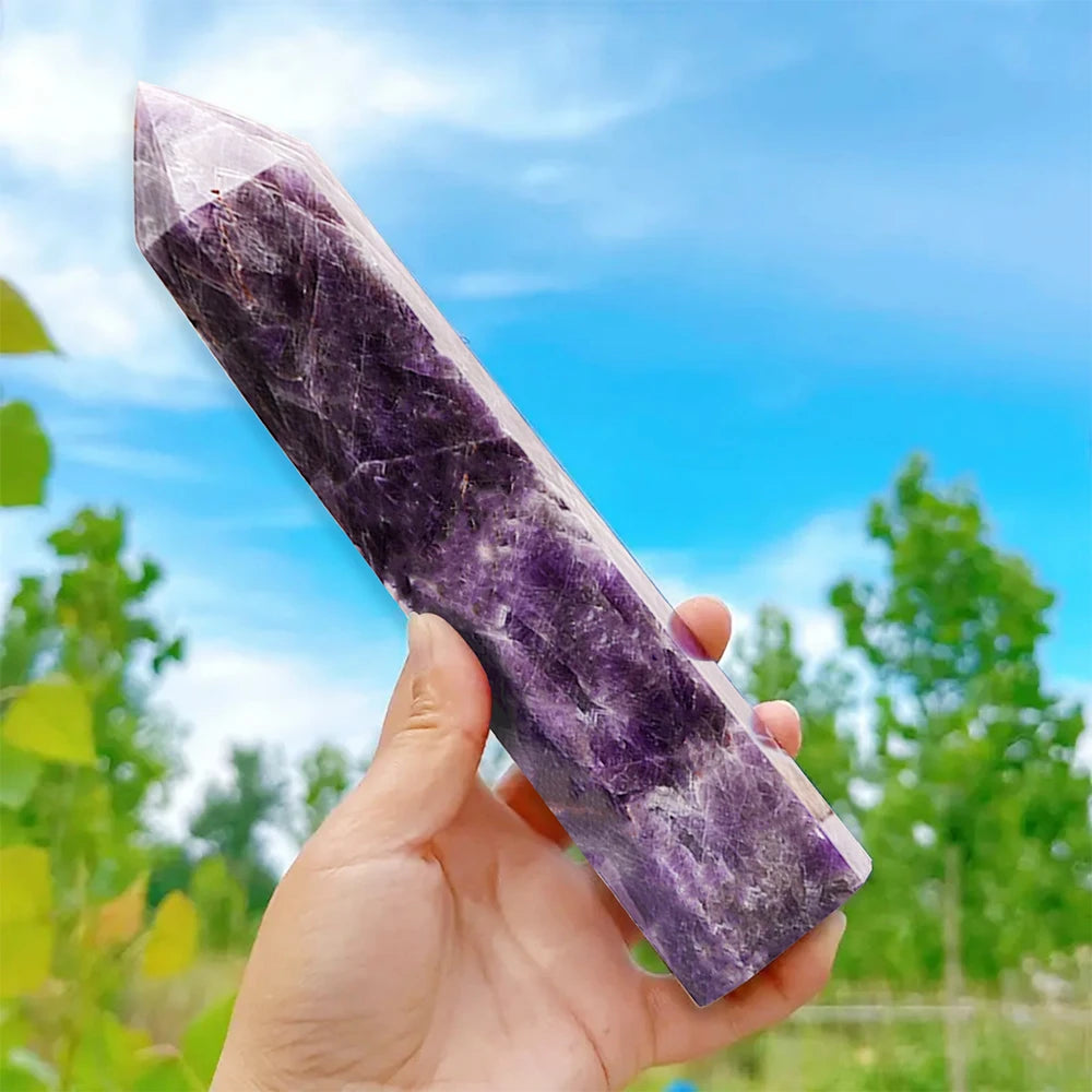 🔮Spiritual Abacus – 15cm Natural Crystal Hexagonal Wand Tower
Amethyst • Lapis Lazuli • Labradorite | Home Decor Craft Stone