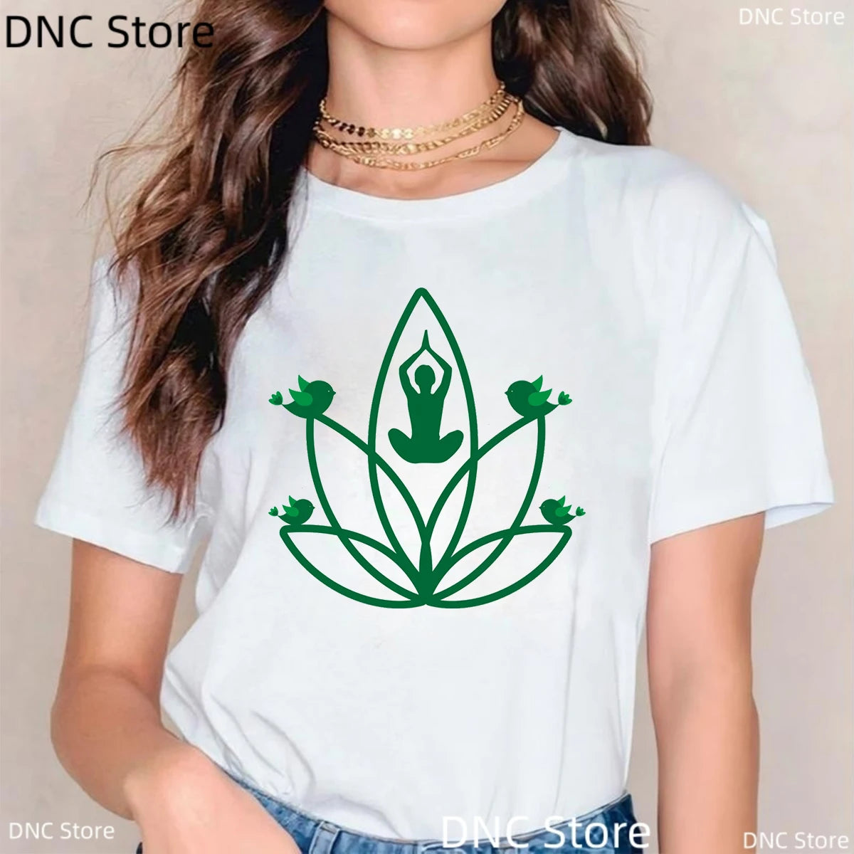 🌸 Spiritual Abacus Modra Lotus Buddha T-Shirt – Women's Yoga & Meditation Tee with Namaste Print