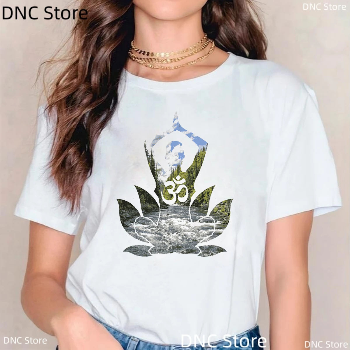 🌸 Spiritual Abacus Modra Lotus Buddha T-Shirt – Women's Yoga & Meditation Tee with Namaste Print