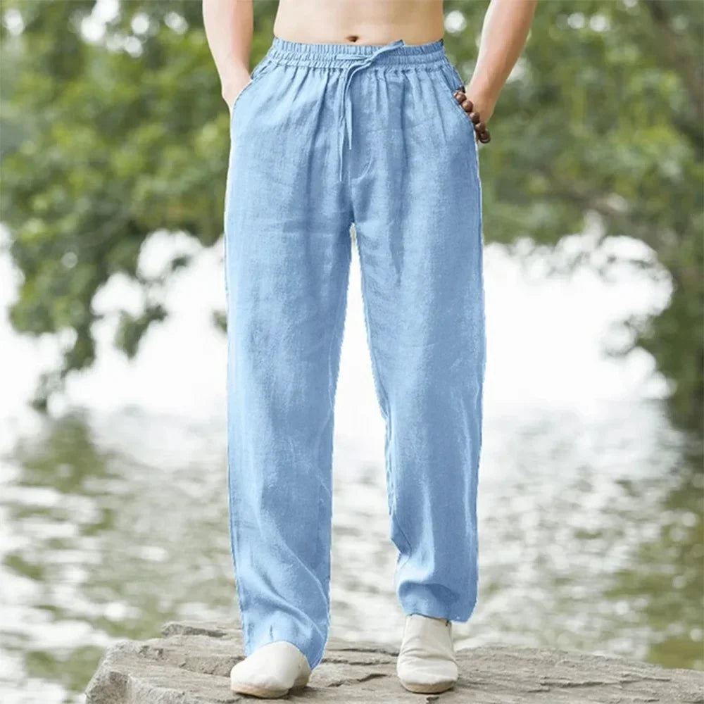 ☀️ Spiritual Abacus – 2025 Men’s Cotton Linen Loose-Fit Pants - Summer Casual • Solid Color • Breathable Fabric • Plus Sizes
