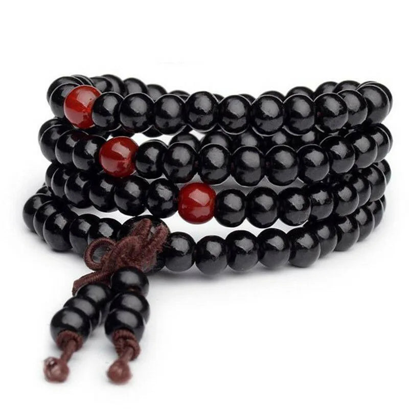Spiritual Abacus – 108 Sandalwood Prayer Beads Mala | 8mm Buddhist Meditation Bracelet & Necklace