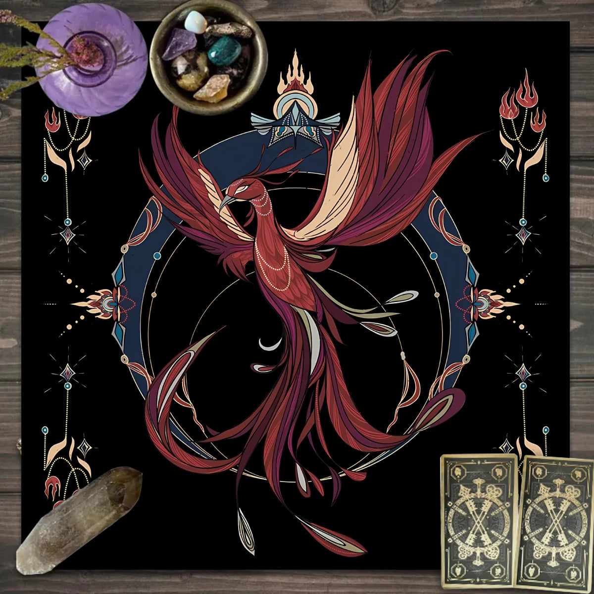 🔮 Spiritual Abacus Tarot Card Tablecloth Mystical Wizardry Butterfly & Flower Design – For Tarot, Oracle, and Astrology Readings