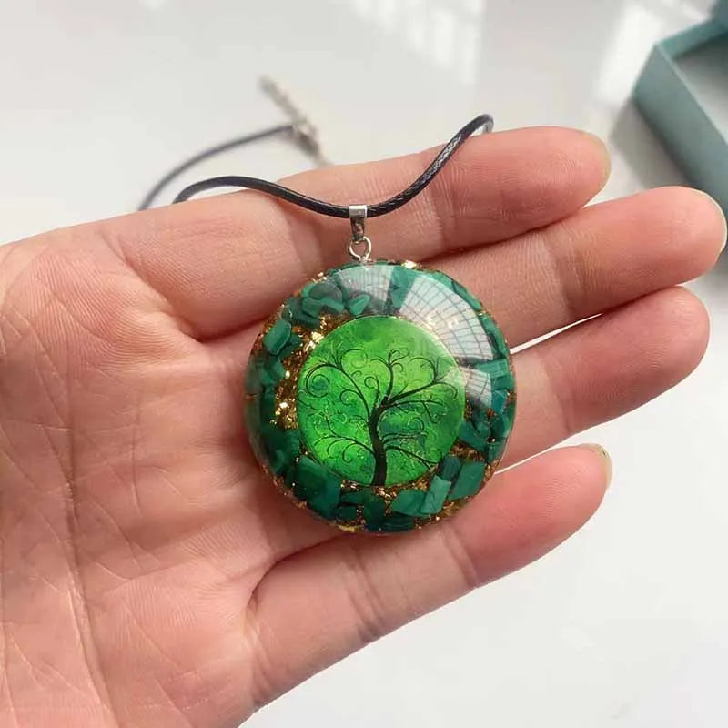 💚 Spiritual Abacus – Green Malachite Tree of Life Orgonite Energy Pendant • Heart-Centered Energy Generator • Gift-Ready Spiritual Jewelry