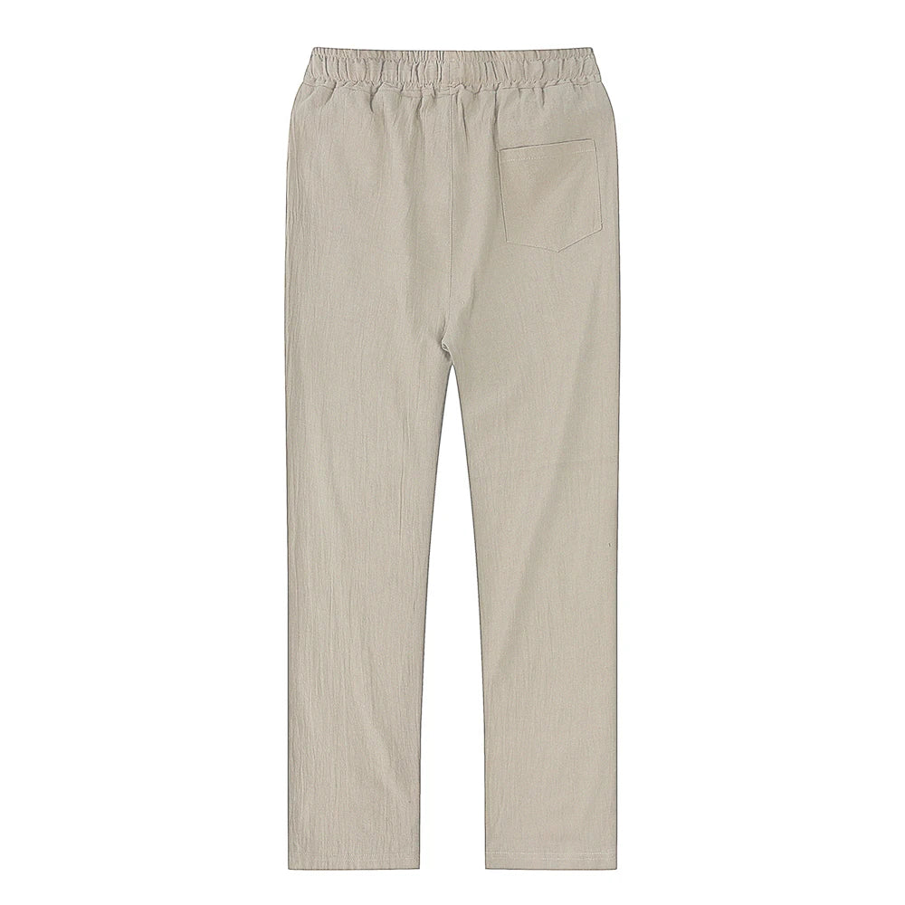 🍁 Spiritual Abacus – Men’s Cotton Linen Pants - Breathable • Solid Color • Autumn Streetwear Trousers for Fitness, Lounge & Everyday Style