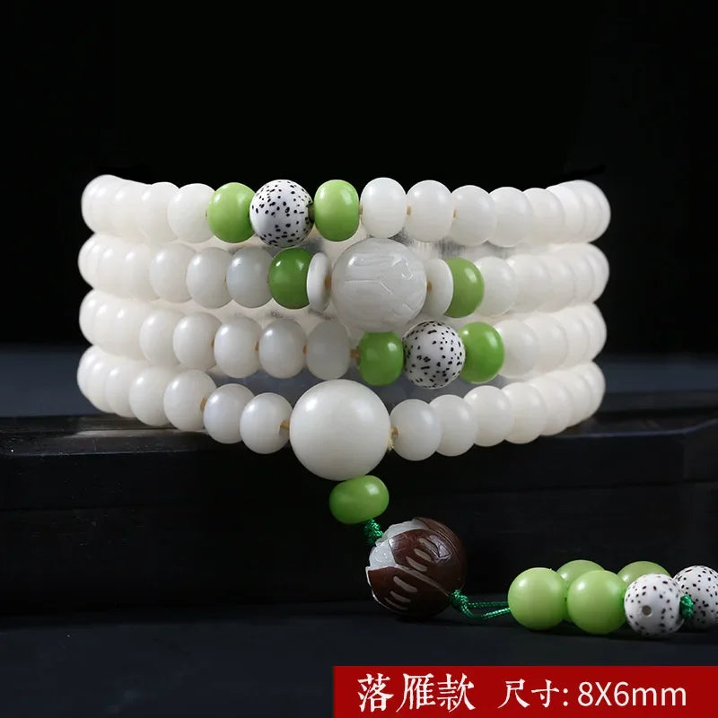📿 Spiritual Abacus – Natural White Jade & Bodhi Root 108-Bead Mala - Meditation Prayer Bracelet & Necklace