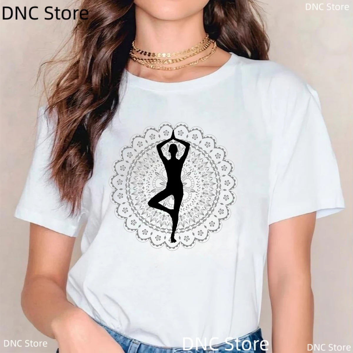 🌸 Spiritual Abacus Modra Lotus Buddha T-Shirt – Women's Yoga & Meditation Tee with Namaste Print