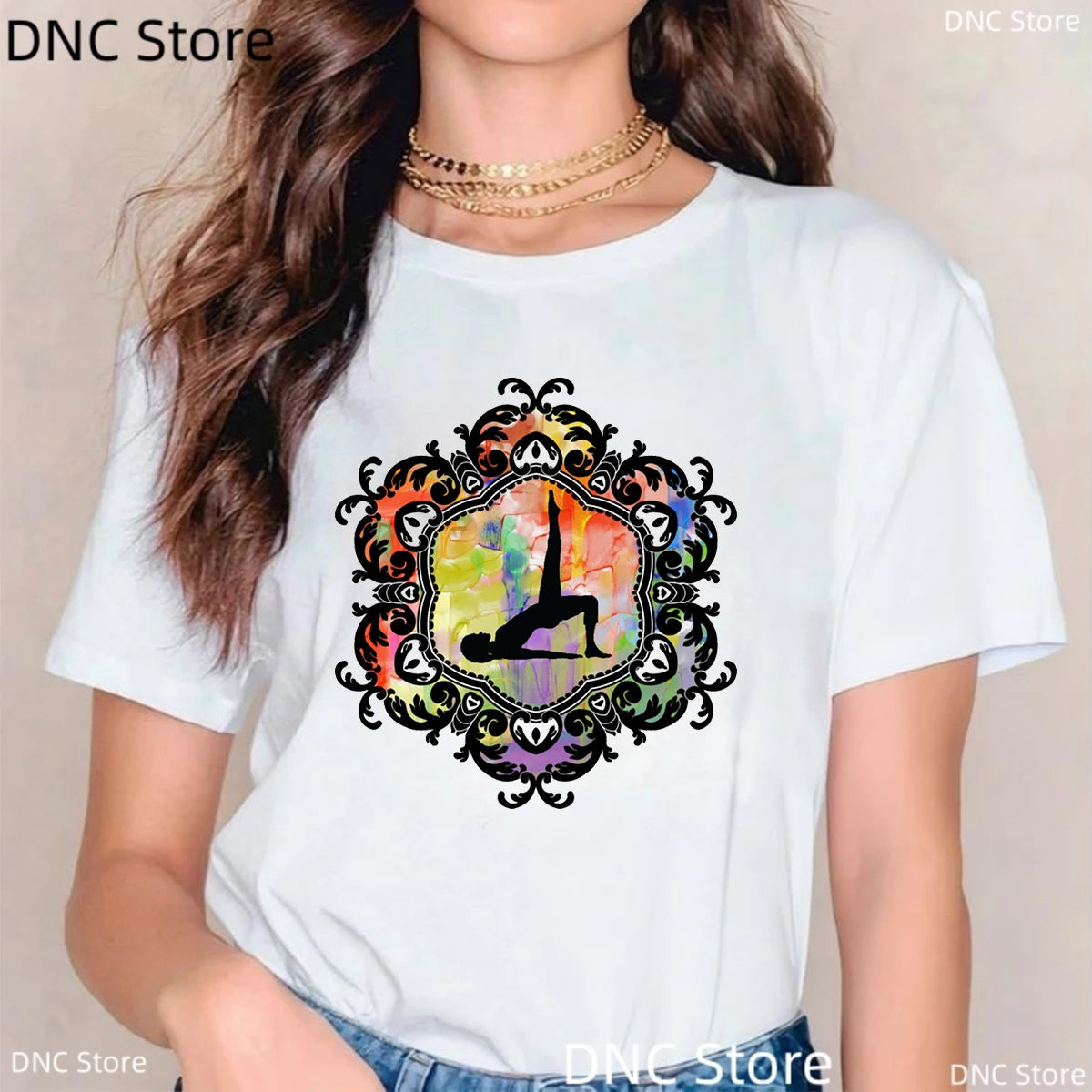 🌸 Spiritual Abacus Modra Lotus Buddha T-Shirt – Women's Yoga & Meditation Tee with Namaste Print