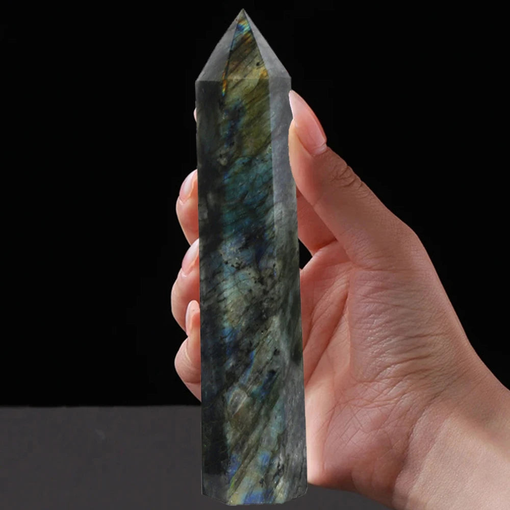 🔮Spiritual Abacus – 15cm Natural Crystal Hexagonal Wand Tower
Amethyst • Lapis Lazuli • Labradorite | Home Decor Craft Stone