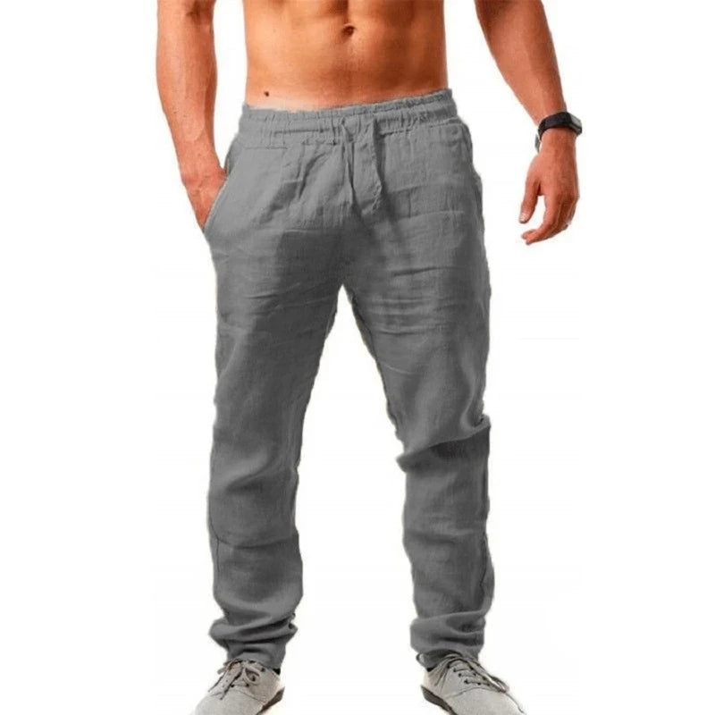 🍁 Spiritual Abacus – Men’s Cotton Linen Pants - Breathable • Solid Color • Autumn Streetwear Trousers for Fitness, Lounge & Everyday Style