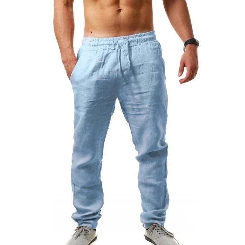 🍁 Spiritual Abacus – Men’s Cotton Linen Pants - Breathable • Solid Color • Autumn Streetwear Trousers for Fitness, Lounge & Everyday Style