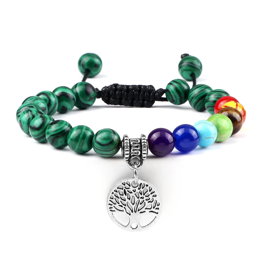 🌈 Spiritual Abacus 7 Chakra Tree of Life Bracelet Natural Stone Reiki Energy Beads
