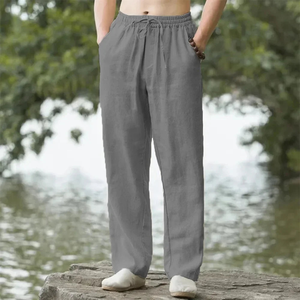 ☀️ Spiritual Abacus – 2025 Men’s Cotton Linen Loose-Fit Pants - Summer Casual • Solid Color • Breathable Fabric • Plus Sizes
