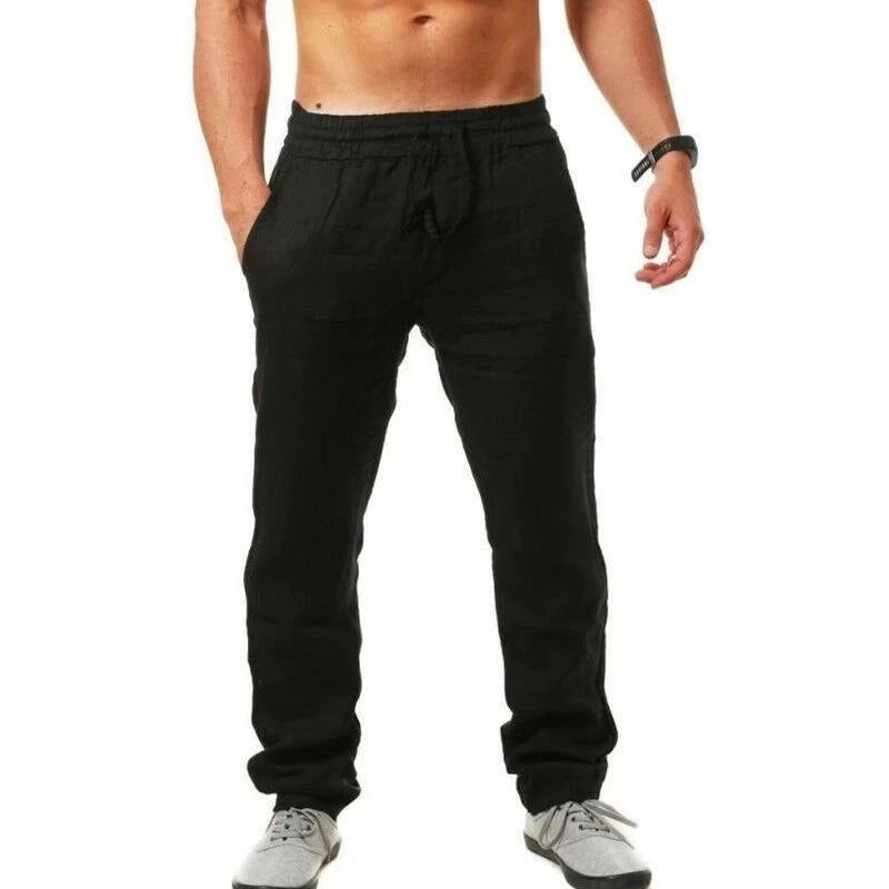🍁 Spiritual Abacus – Men’s Cotton Linen Pants - Breathable • Solid Color • Autumn Streetwear Trousers for Fitness, Lounge & Everyday Style