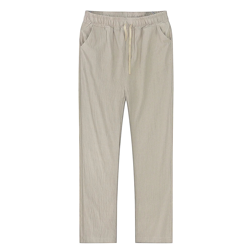 🍁 Spiritual Abacus – Men’s Cotton Linen Pants - Breathable • Solid Color • Autumn Streetwear Trousers for Fitness, Lounge & Everyday Style