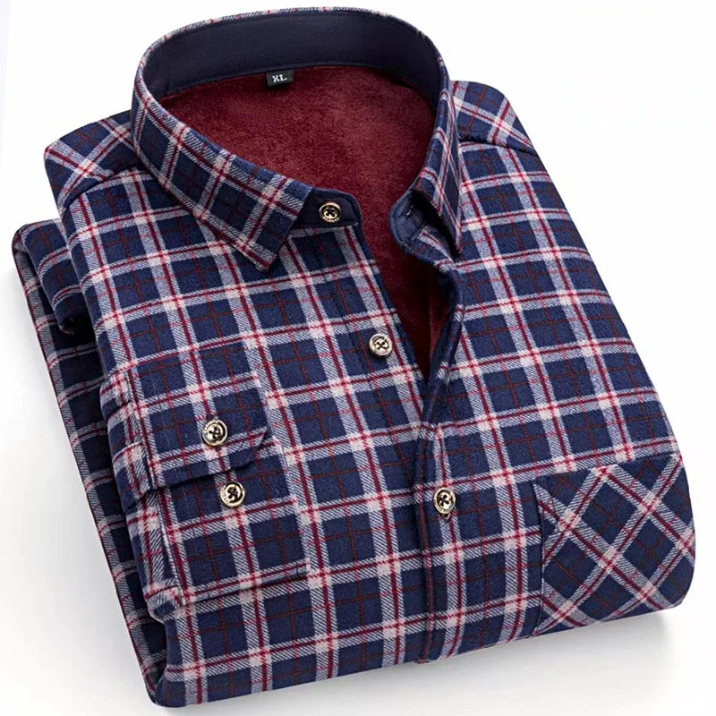 Spiritual Abacus™ Men’s Winter Flannel Shirt – Thickened Plaid Fleece Long Sleeve Casual Shirt