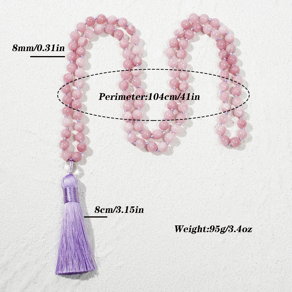 💜 Spiritual Abacus Kunzite 108-Bead Mala Necklace