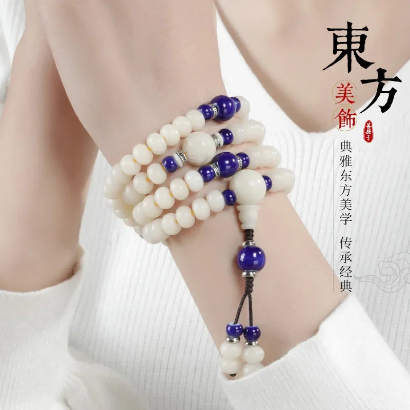 📿 Spiritual Abacus – Natural White Jade & Bodhi Root 108-Bead Mala - Meditation Prayer Bracelet & Necklace