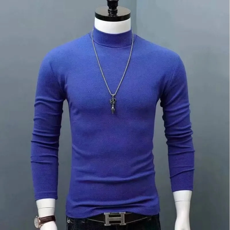 Spiritual Abacus™ Men’s Slim Fit Turtleneck Shirt – Solid Black Long Sleeve Fall/Winter Innerwear