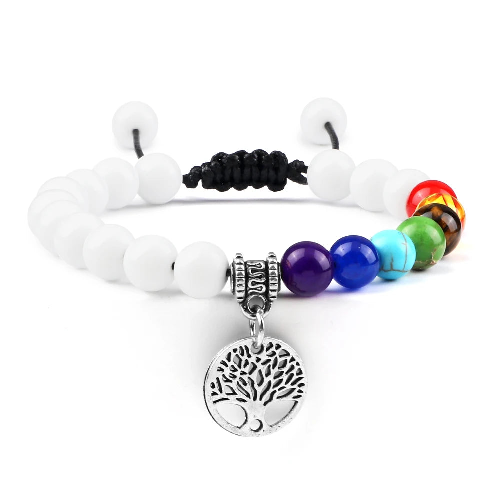 🌈 Spiritual Abacus 7 Chakra Tree of Life Bracelet Natural Stone Reiki Energy Beads