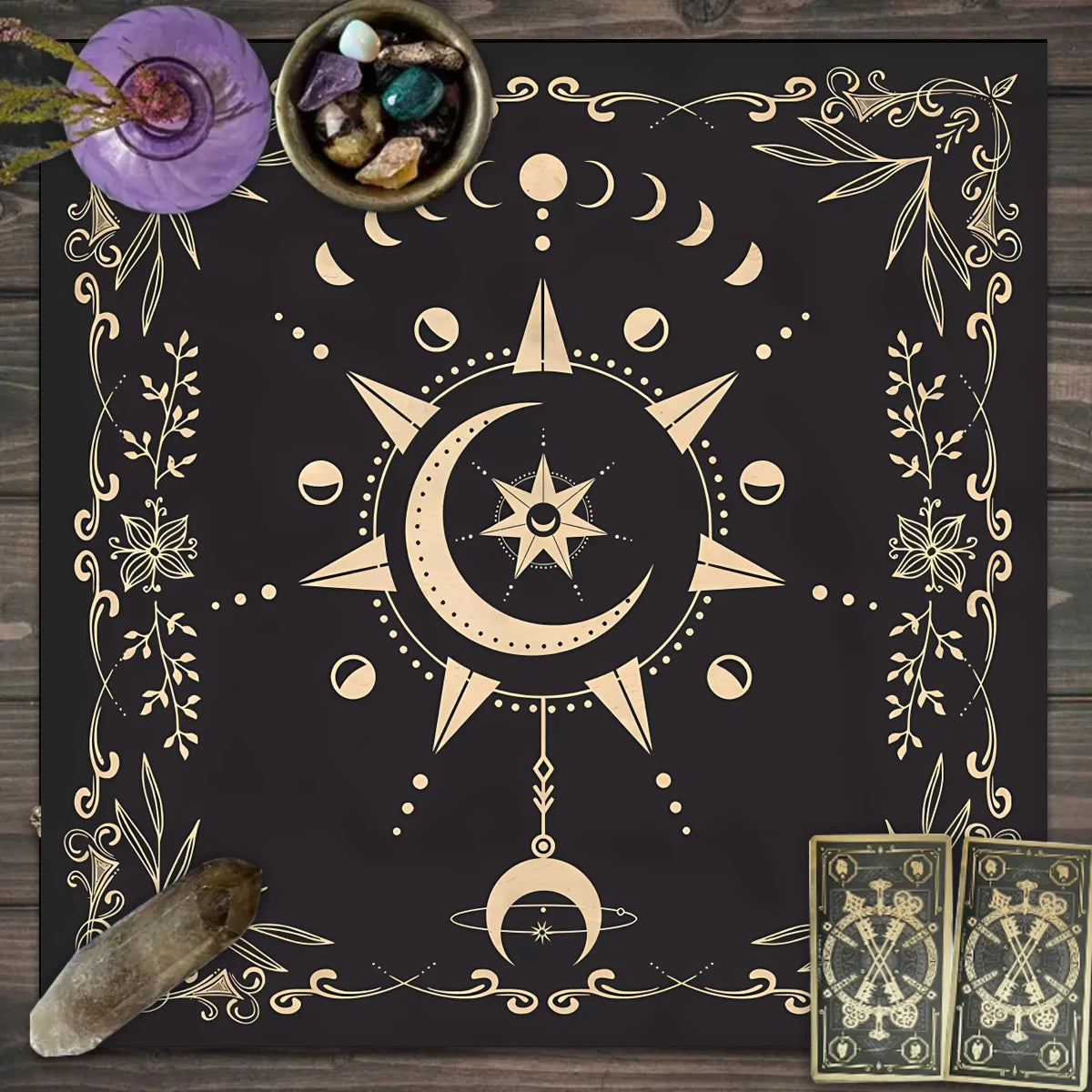 🔮 Spiritual Abacus Tarot Card Tablecloth Mystical Wizardry Butterfly & Flower Design – For Tarot, Oracle, and Astrology Readings