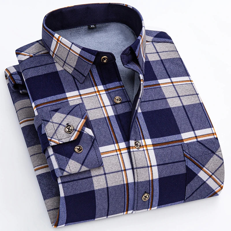 Spiritual Abacus™ Men’s Winter Flannel Shirt – Thickened Plaid Fleece Long Sleeve Casual Shirt