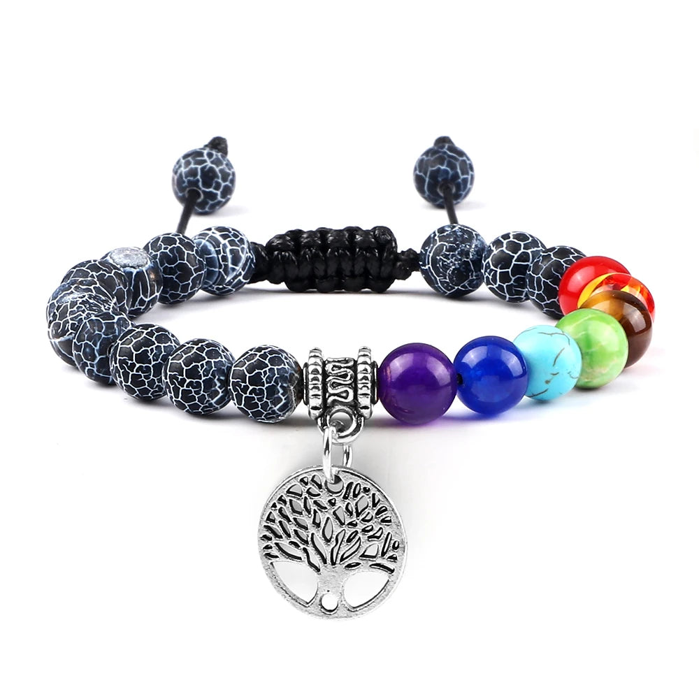 🌈 Spiritual Abacus 7 Chakra Tree of Life Bracelet Natural Stone Reiki Energy Beads