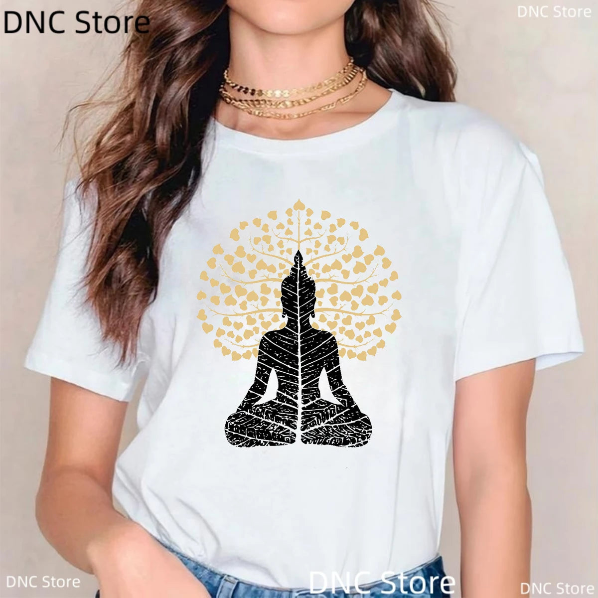 🌸 Spiritual Abacus Modra Lotus Buddha T-Shirt – Women's Yoga & Meditation Tee with Namaste Print