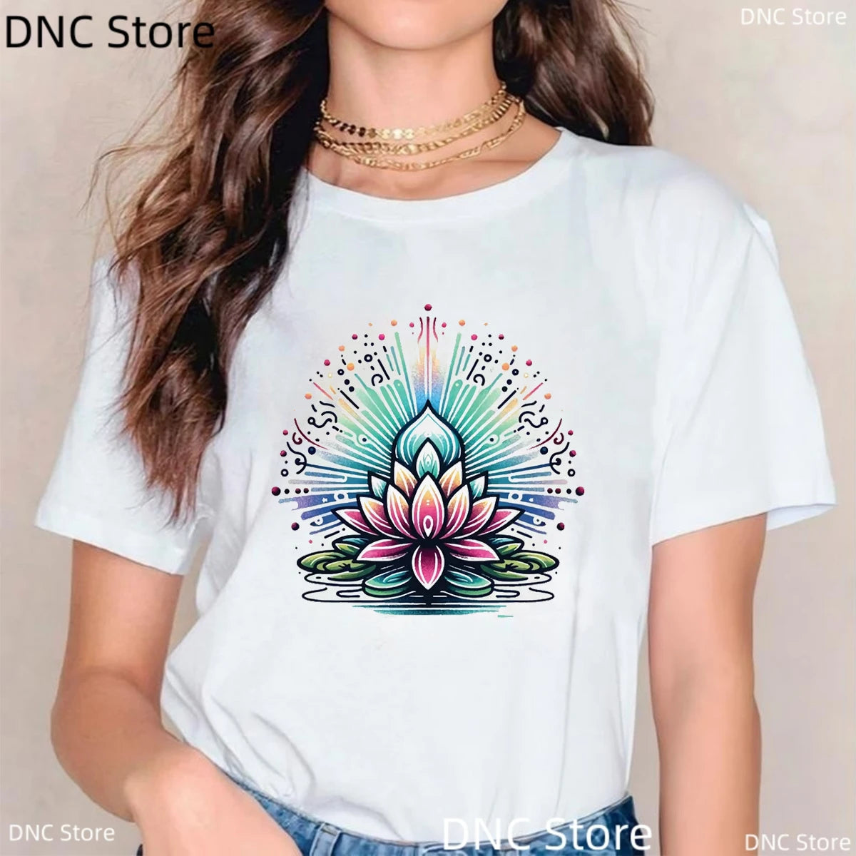 🌸 Spiritual Abacus Modra Lotus Buddha T-Shirt – Women's Yoga & Meditation Tee with Namaste Print