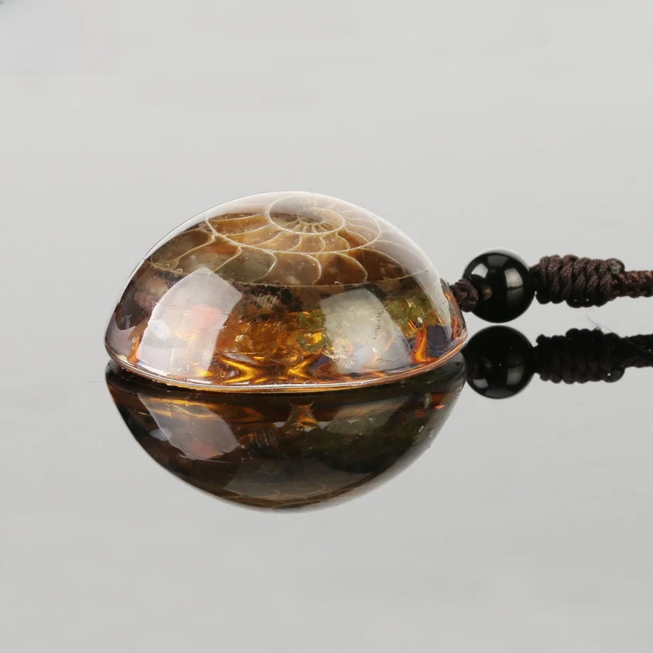 🪙 Spiritual Abacus Artisan Stone Pendant Necklace with Convex Surface Design – Symbolic Jewelry