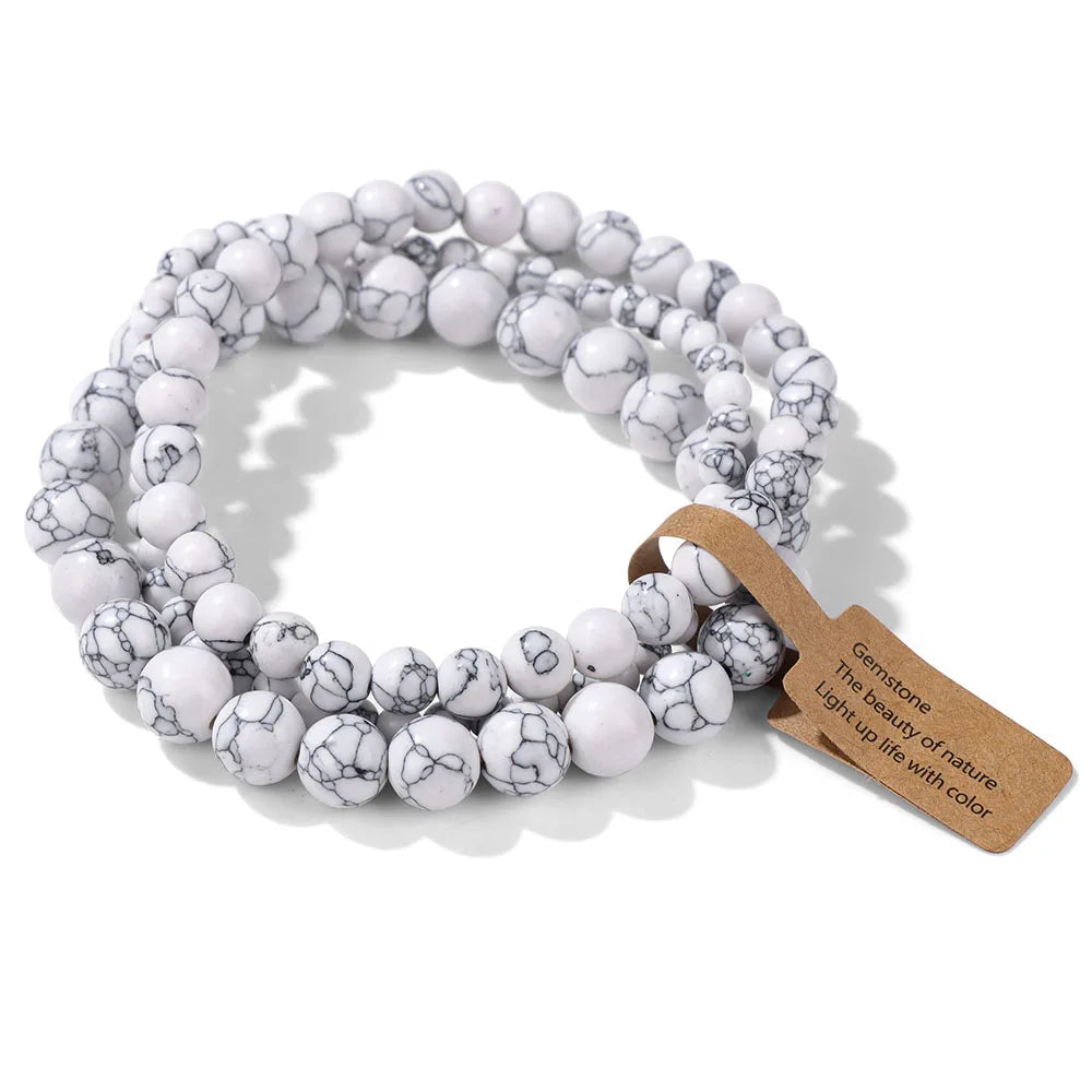🎀 Spiritual Abacus Pink Zebra & Mixed Natural Stone Bracelet Set 4mm–8mm Beads