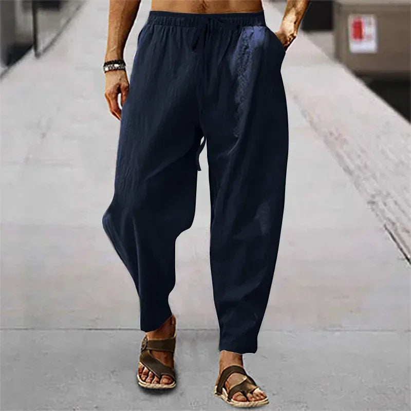 🧘♂️ Spiritual Abacus – Men’s Cotton & Linen Wide-Leg Pants - Solid Color • High Waist • Loose Fit • Breathable Hemp Trousers for Summer & Autumn