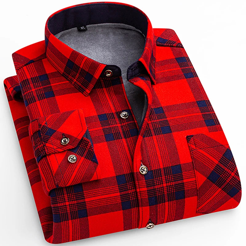 Spiritual Abacus™ Men’s Winter Flannel Shirt – Thickened Plaid Fleece Long Sleeve Casual Shirt