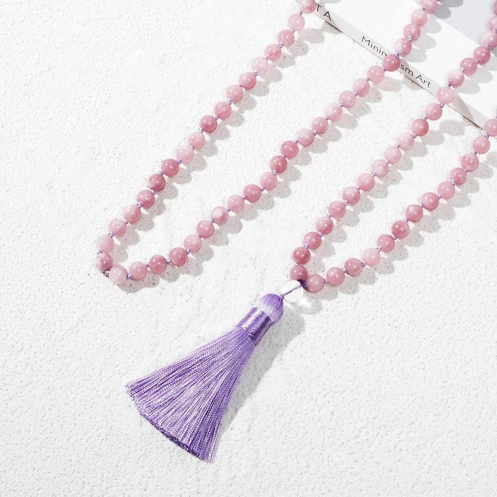 💜 Spiritual Abacus Kunzite 108-Bead Mala Necklace