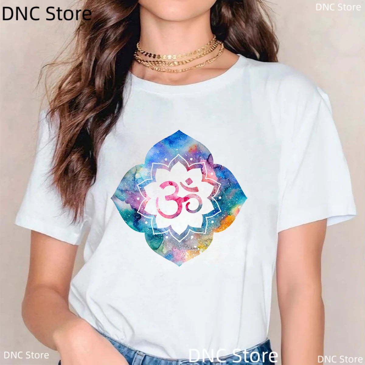 🌸 Spiritual Abacus Modra Lotus Buddha T-Shirt – Women's Yoga & Meditation Tee with Namaste Print