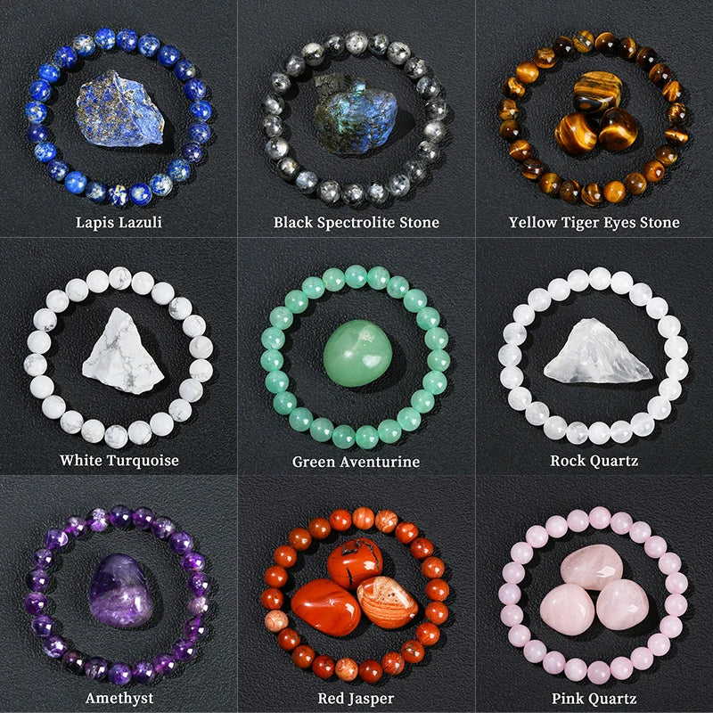 📿 Spiritual Abacus – Natural Stone Bracelet - Lapis Lazuli • Amethyst • Rock Quartz | Reiki Strand Bracelet