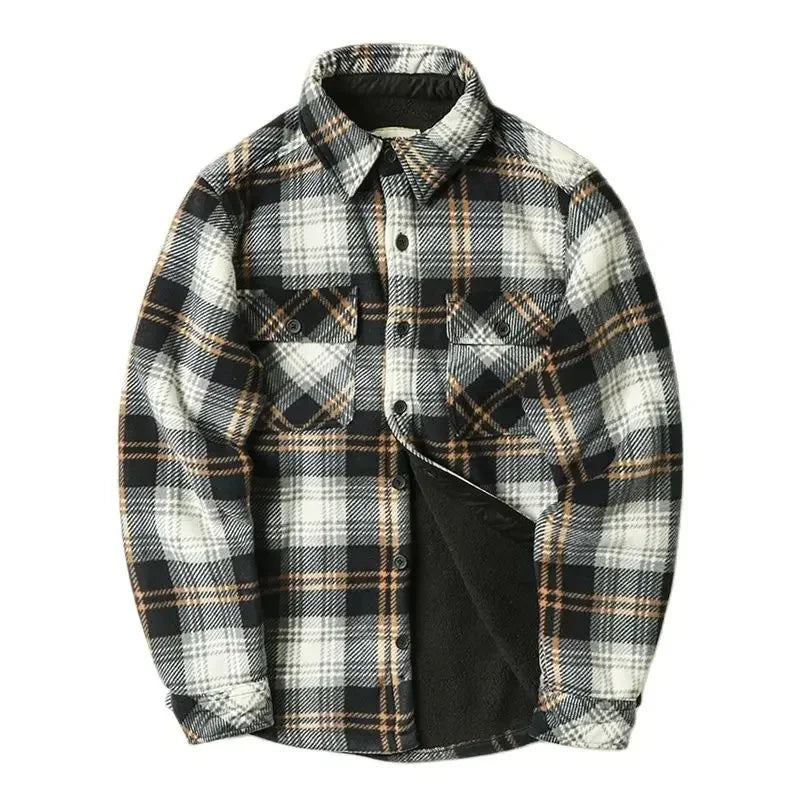 Spiritual Abacus™ Men’s Winter Fleece Flannel Shirt Jacket – Warm Plaid Long Sleeve Thermal Outdoor Coat for Hiking, Camping & Fishing
