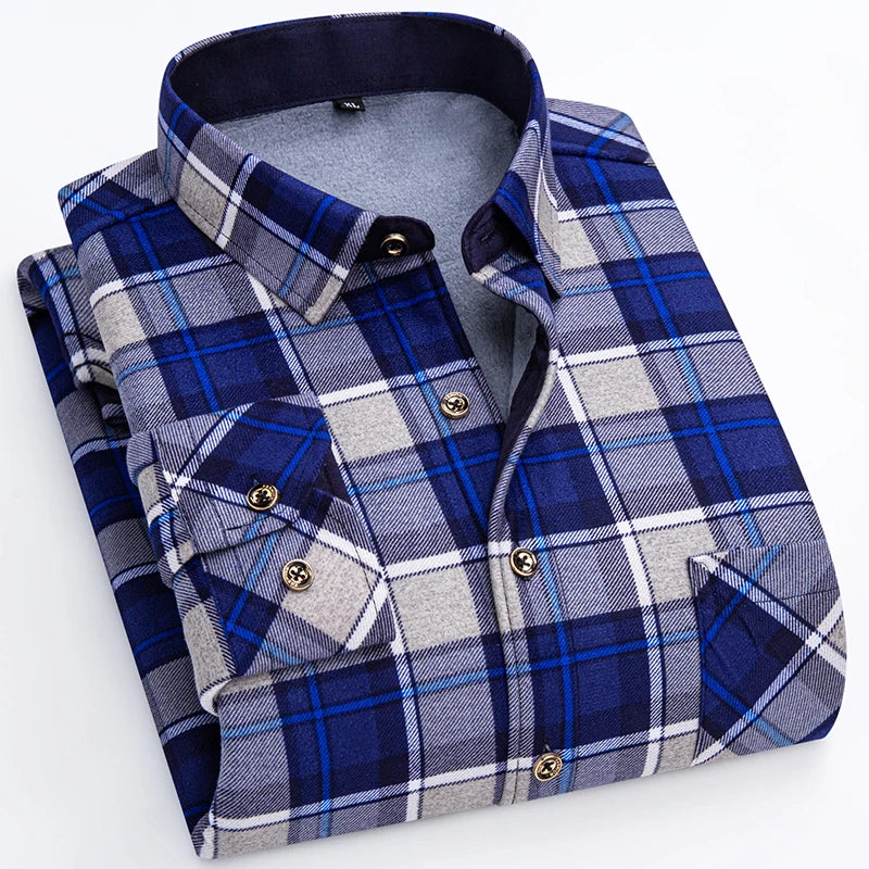 Spiritual Abacus™ Men’s Winter Flannel Shirt – Thickened Plaid Fleece Long Sleeve Casual Shirt