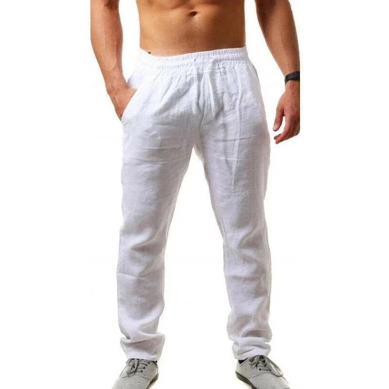 🍁 Spiritual Abacus – Men’s Cotton Linen Pants - Breathable • Solid Color • Autumn Streetwear Trousers for Fitness, Lounge & Everyday Style