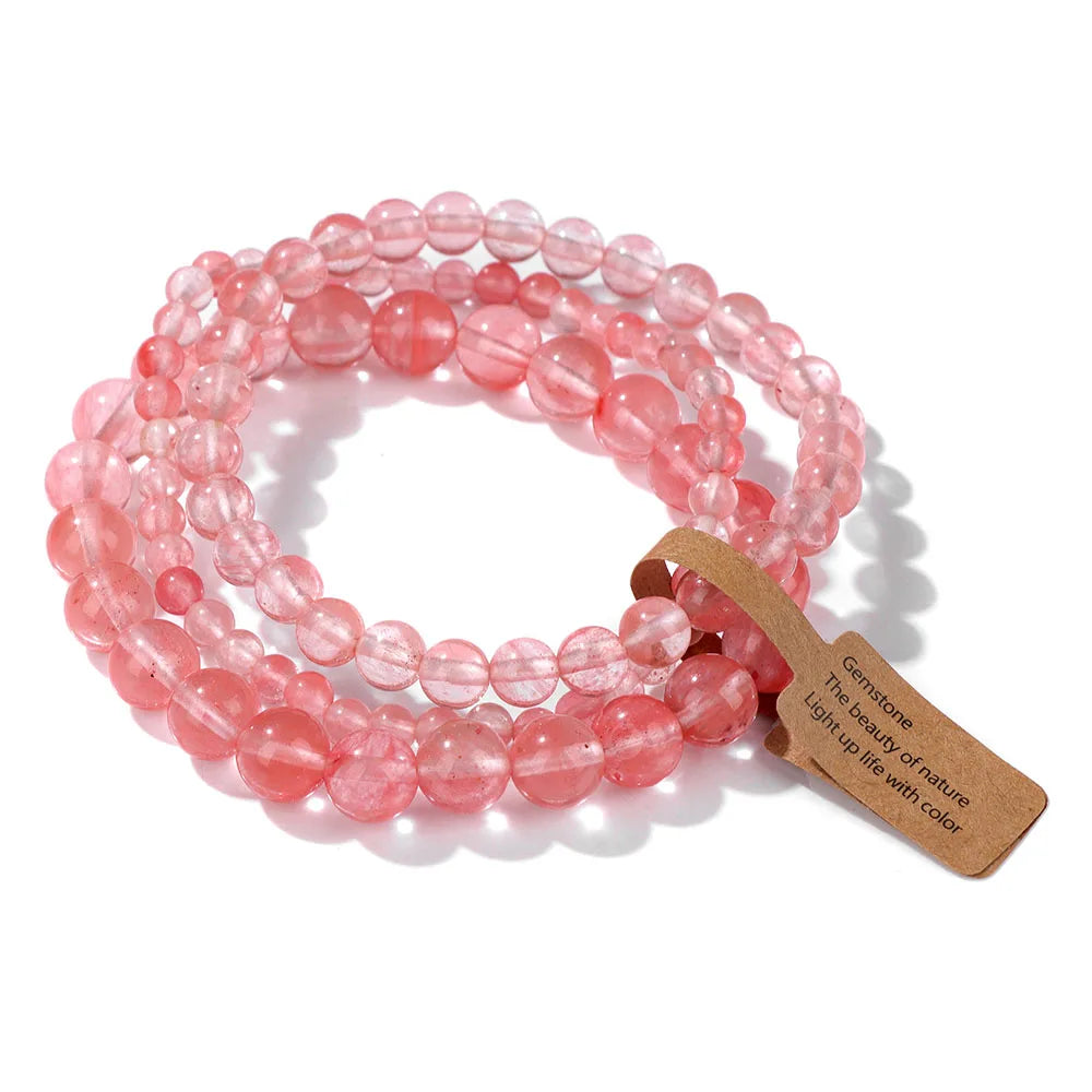 🎀 Spiritual Abacus Pink Zebra & Mixed Natural Stone Bracelet Set 4mm–8mm Beads