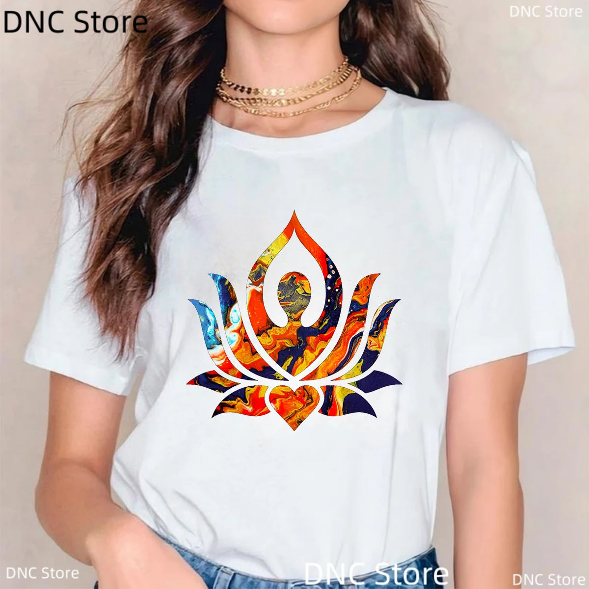 🌸 Spiritual Abacus Modra Lotus Buddha T-Shirt – Women's Yoga & Meditation Tee with Namaste Print