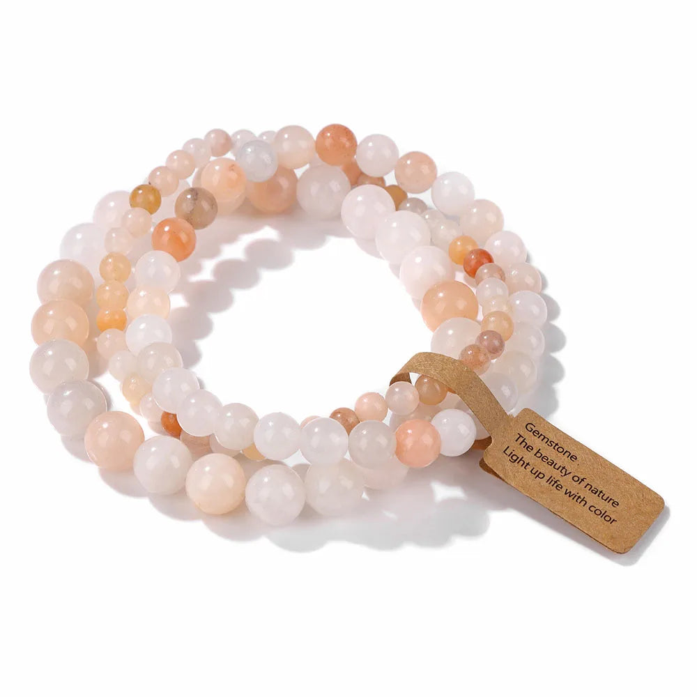 🎀 Spiritual Abacus Pink Zebra & Mixed Natural Stone Bracelet Set 4mm–8mm Beads