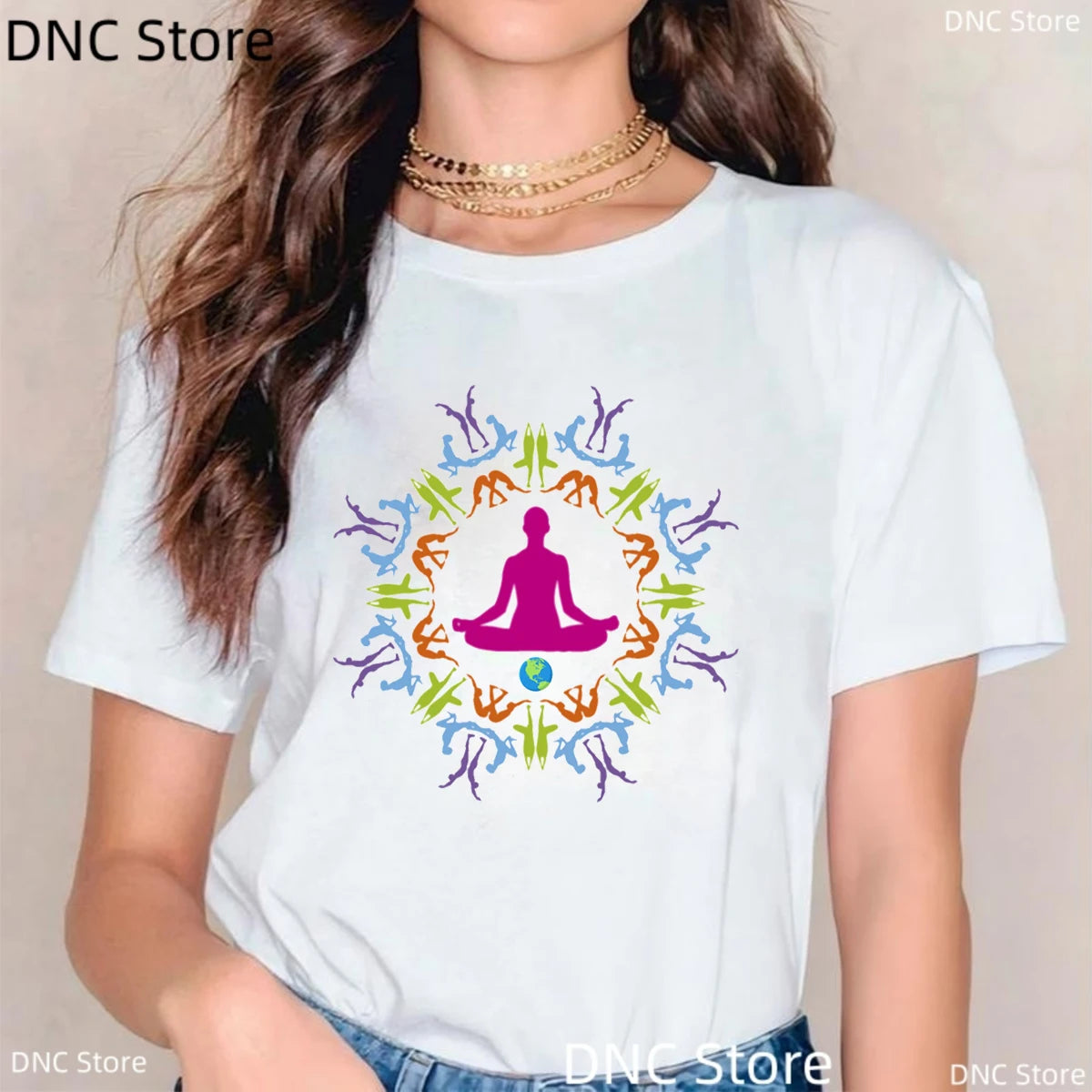 🌸 Spiritual Abacus Modra Lotus Buddha T-Shirt – Women's Yoga & Meditation Tee with Namaste Print