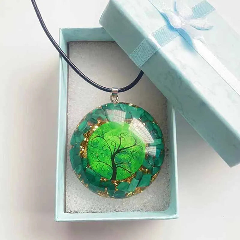 💚 Spiritual Abacus – Green Malachite Tree of Life Orgonite Energy Pendant • Heart-Centered Energy Generator • Gift-Ready Spiritual Jewelry