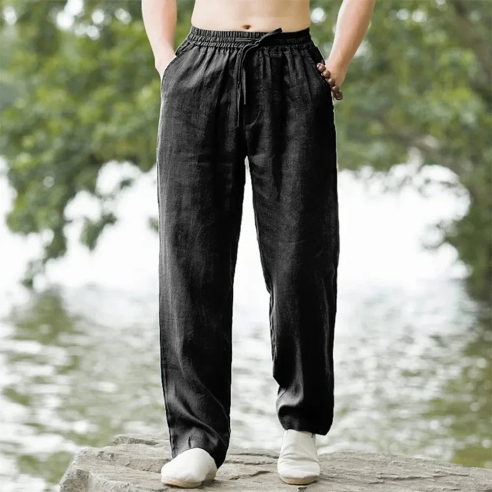 ☀️ Spiritual Abacus – 2025 Men’s Cotton Linen Loose-Fit Pants - Summer Casual • Solid Color • Breathable Fabric • Plus Sizes