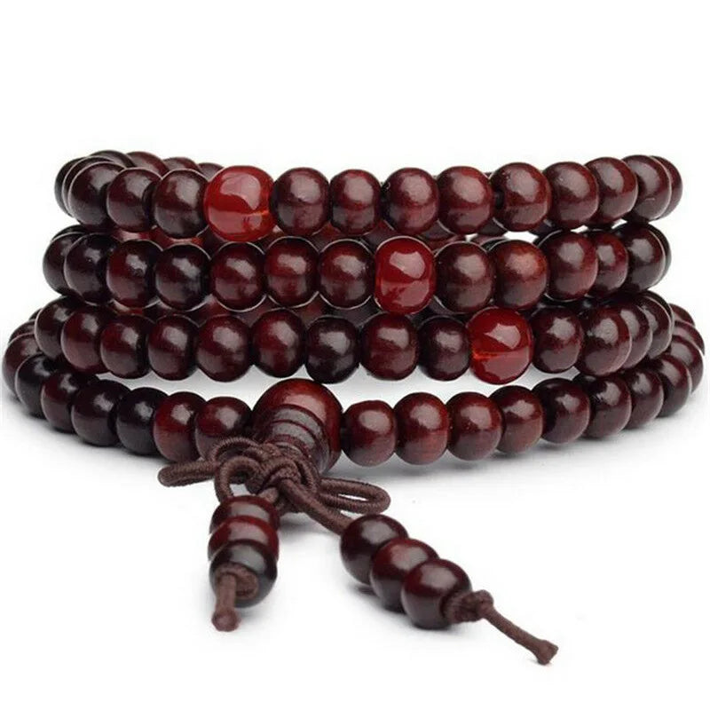 Spiritual Abacus – 108 Sandalwood Prayer Beads Mala | 8mm Buddhist Meditation Bracelet & Necklace